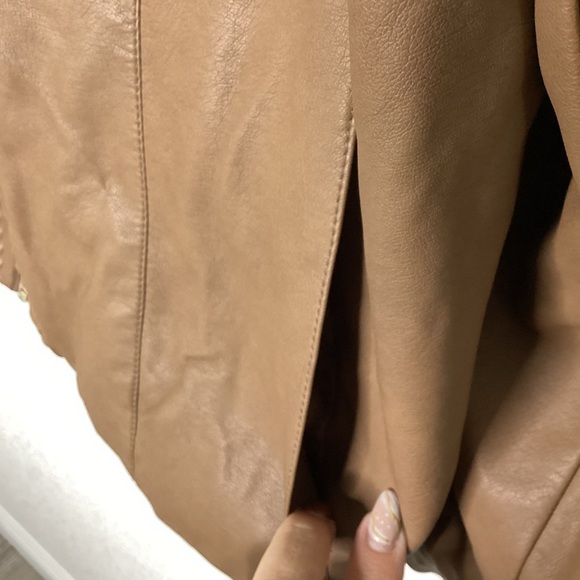CHARTER CLUB PLUS SIZE 3X TAN BROWN FAUX LEATHER CORE JACKET OUTERWEAR TOP FALL - Picture 9 of 12